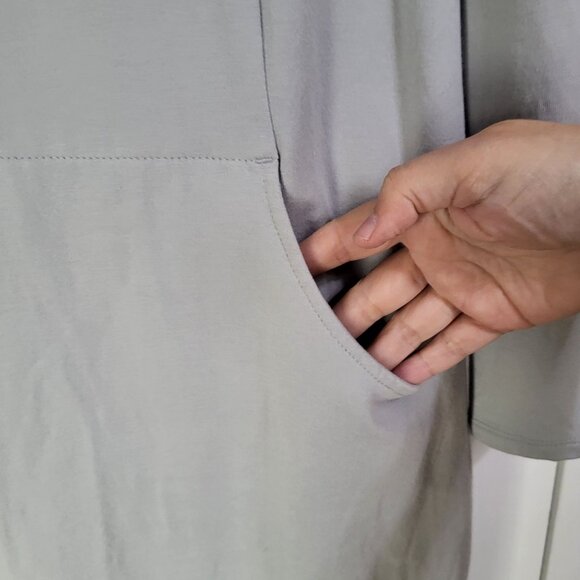 J. Jill Pure Jill Gray Long Sleeved Pima Cotton Blend Pocket Dress Knee Length L - Picture 3 of 7